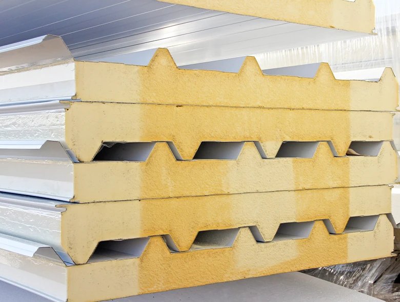 panneaux sandwich mousse polyuréthane / mousse laine de roche